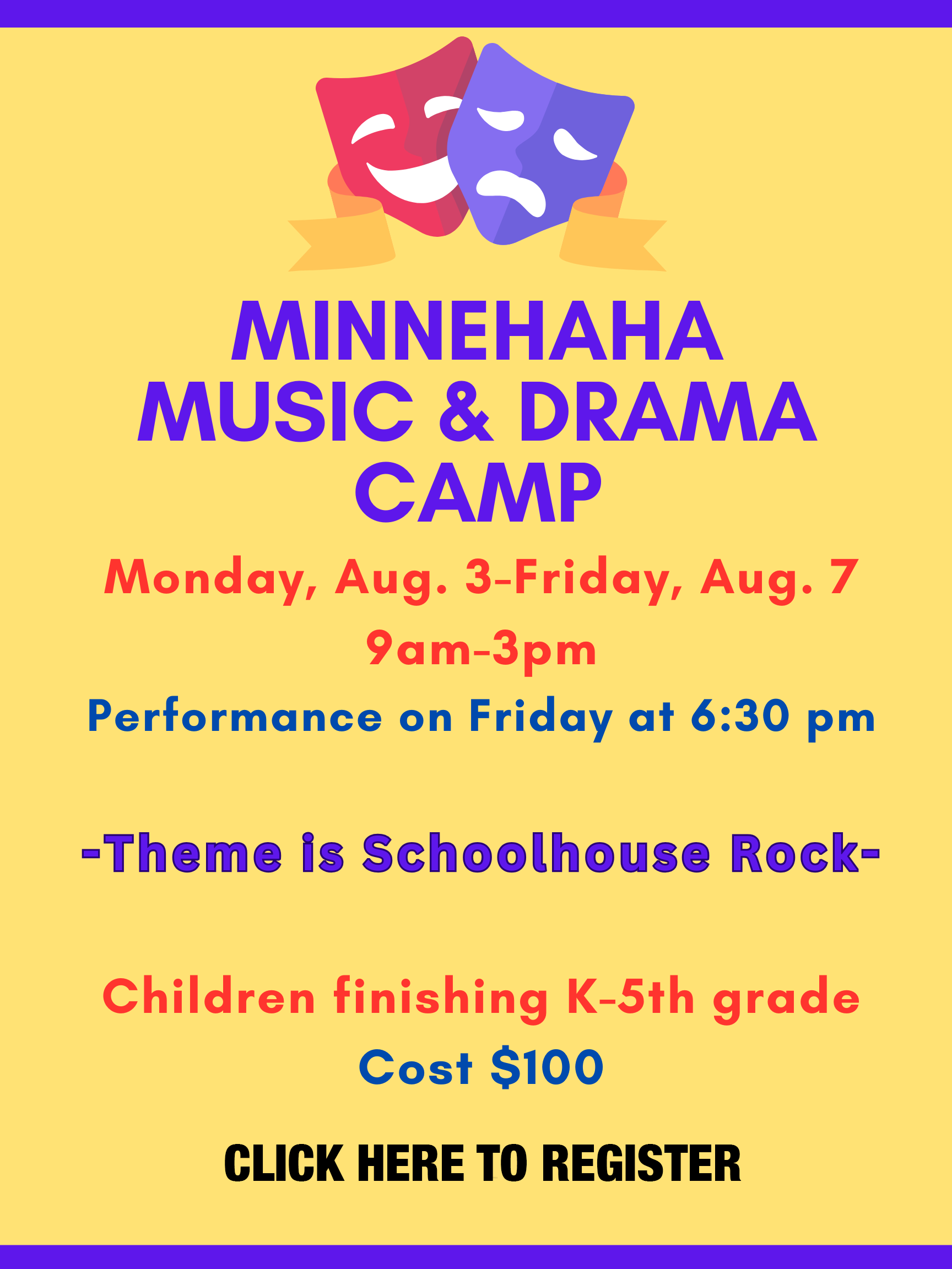 Click here to sign up for Music and Drama Camp